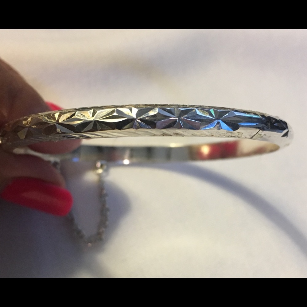 Diamond Cut Sterling Silver Bangle Bracelet